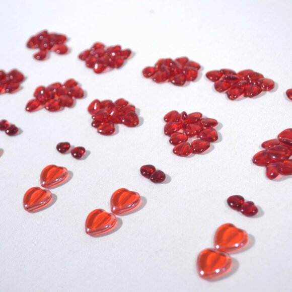 NEW ASSORTED CZECH  RED GLASS HEART BEADS, 120 PC - Picture 2 of 7